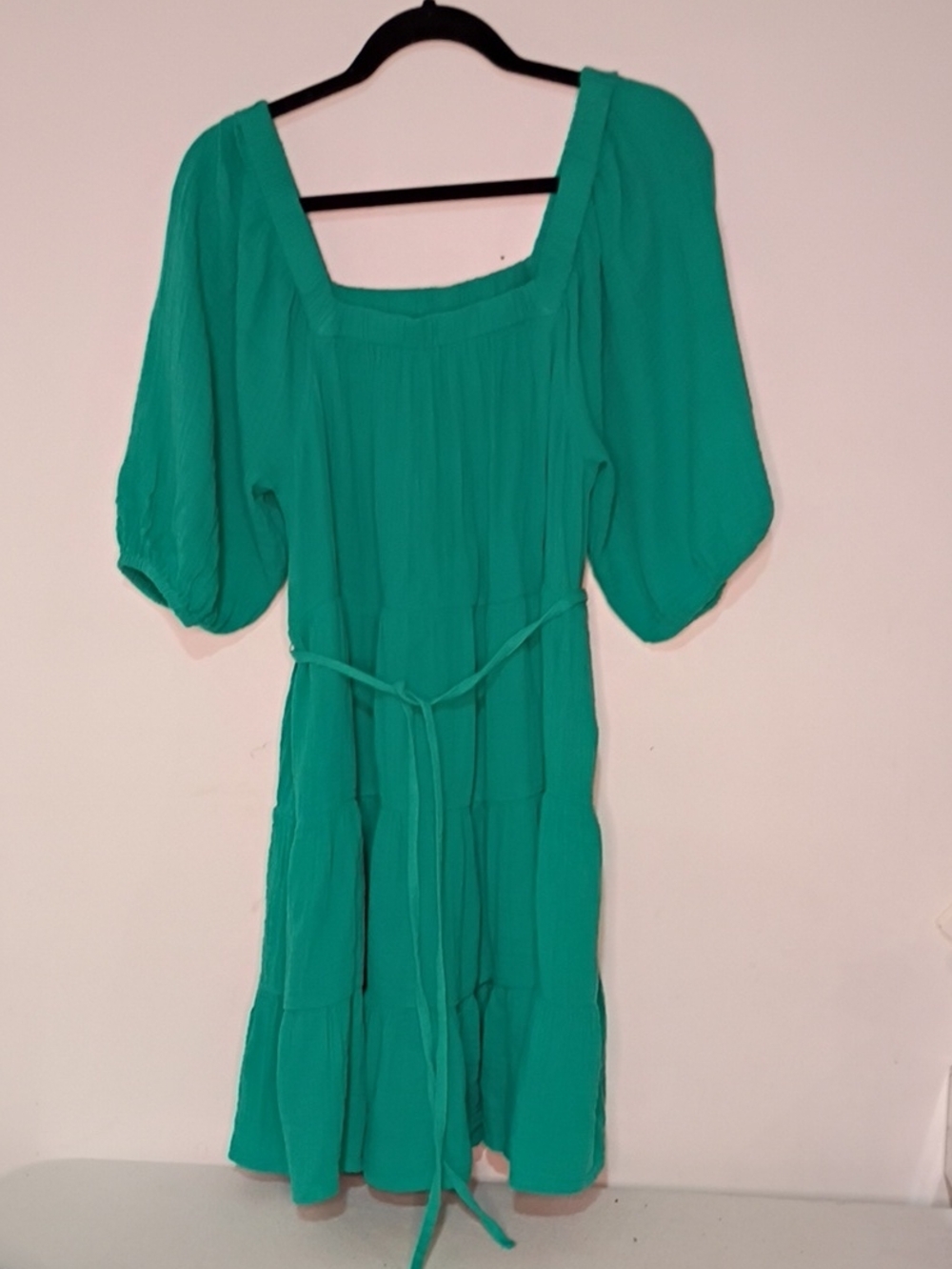 Anko Turquoise Puff-Sleeve Tiered Midi Dress - CottageCore